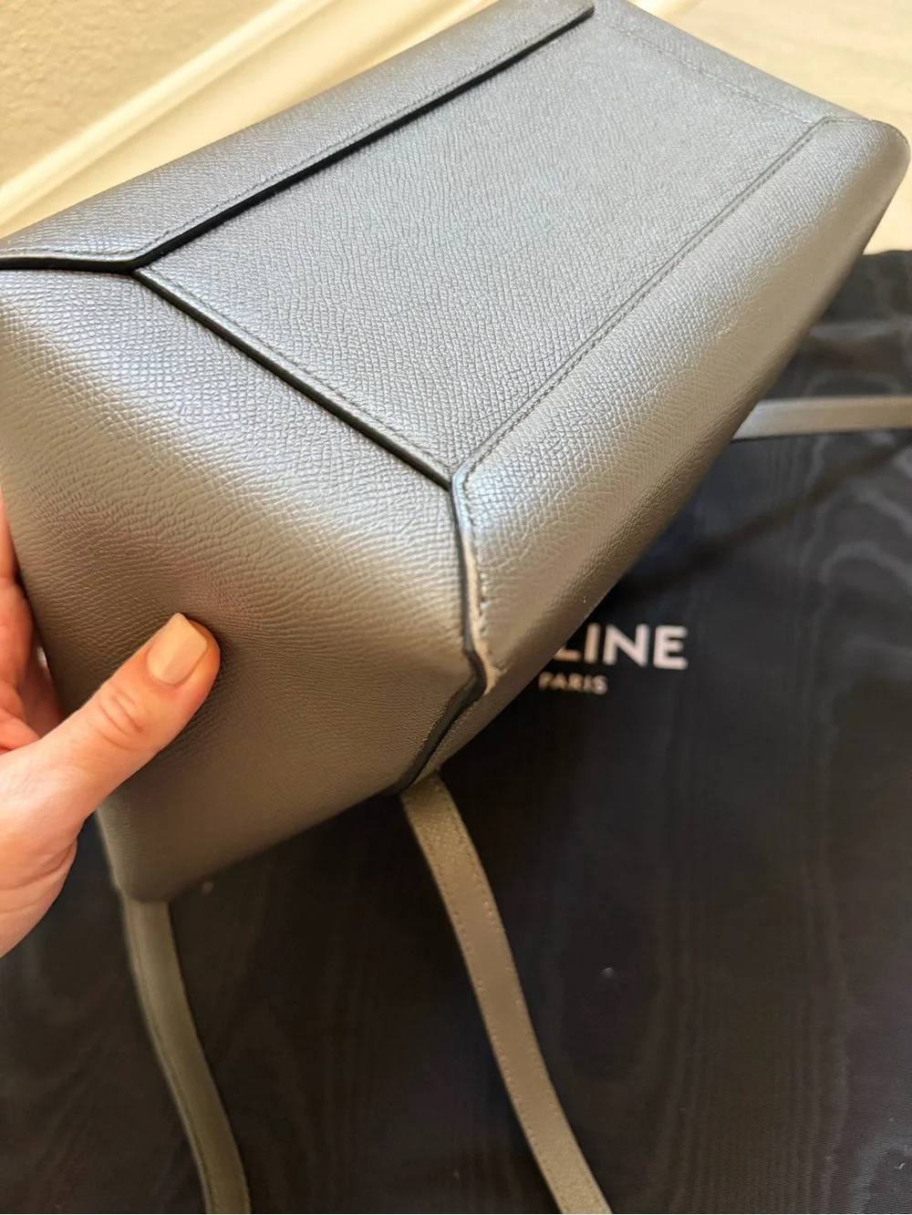 Celine grey Leather Micro Belt Satchel